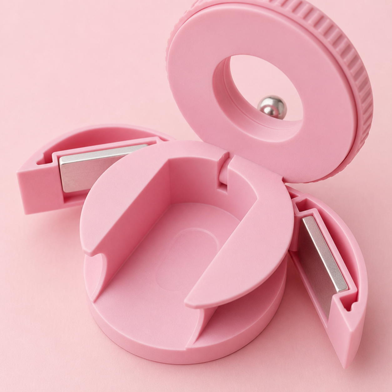 Close detail of the rotating side-open cat eye magnet tool with bead and magnet parts